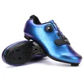 Blue purple gradient cycling shoes with dual rotary buckle and breathable upper - 38 / Road Cleat Style / Fantasy Blue