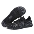 Quick-dry black water shoes for men and women with anti-slip rubber sole and speed laces - 36 / Black (8305)