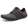 Dark gray quick-dry water shoes with vibrant orange stripes and non-slip rubber soles - 35 / Gray Orange (9515)