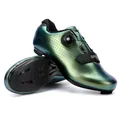 Blue-green gradient cycling shoes with BOA dial and professional hard soles - 38 / Road Cleat Style / Gradient Green