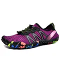 Chaussures d'eau violettes respirantes pour femme avec laçage rapide et semelle camouflage - Violet