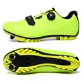 Fluorescent yellow mountain bike shoes with dual rotary buckles and anti-slip soles - 38 / MTB Cleat Style / Fluorescent Green