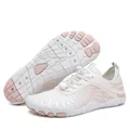 Quick-dry barefoot water shoes in white and pink with non-slip drainage rubber sole - 38 / White