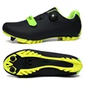 Professional cycling shoes in black and neon yellow with dual buckle and SPD sole - 38 / MTB Cleat Style / Dark Green