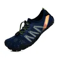 Quick-dry barefoot water shoes in navy blue and orange with durable rubber outsoles - EU 39 / Blue