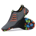 Quick-dry water shoes in grey with orange stripes and colorful anti-slip rubber soles - 35 / Grey Orange