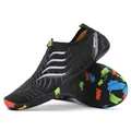 Black outdoor water shoes with white wave patterns and anti-slip colorful rubber soles - 35 / Black White (909)