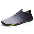 Outdoor water shoes with grey gradient mesh upper and colorful speckled rubber sole - Black Gray White