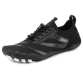 Quick-dry barefoot water shoes with five-toe design and adjustable elastic laces - 38 / Black
