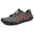 Gray quick-dry water shoes for hiking and beach sports with orange geometric patterns - EU 35 / Gray