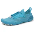 Teal outdoor water shoe with breathable mesh upper and anti-slip grey rubber sole - 35 / Lake Blue