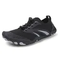 Scarpe a piedi nudi nere con rete traspirante, motivo a nido d'ape e lacci rapidi - 35 / A558 Nero