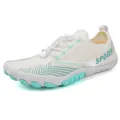 Quick-dry five-finger water shoes in white and mint green with non-slip rubber sole - EU 35 / White