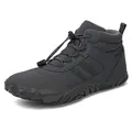 Dark grey high-top snow boots with warm fleece lining and non-slip rubber soles - 38 / Gray