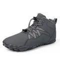 Dark gray thermal barefoot winter boots with high-top faux fur lining and bungee cords - EU 36 / Gray