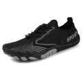 Outdoor barefoot water shoes in black and grey mesh with quick-lace system and sport logo - EU 35 / Black