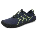 Dark blue quick-dry water shoe with breathable mesh and green accents for outdoors - EU 35 / Blue