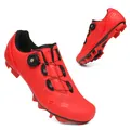Zapatillas de ciclismo de carretera rojas con doble cierre rotativo y agujeros transpirables - 37 / Estilo de Bloqueo de Montaña (T27) / Suela MTB / Rojo