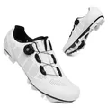 Zapatillas de ciclismo profesionales blancas con parte superior transpirable y cierre rotativo - 37 / Estilo T27 (5677468655965) / Suela Bloqueo MTB / Blanco