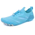 Light blue outdoor water shoes with mesh fabric and quick-lace system for beach hiking - 38 / Lake Blue