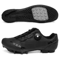 Black professional mountain bike cycling shoes with rotary buckle and breathable design - 37 / T27 Style (5677468655910) / Flat Sole / Black