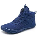 Navy blue waterproof snow boot with rotary buckle and warm fleece lining for winter - Size 27 / Dark Blue