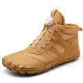Camel waterproof winter snow boots with rotary buckle and plush lining for warmth - Size 27 / Camel (A80)