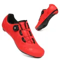 Zapatillas rojas de ciclismo de carretera con cierre giratorio y agujeros transpirables - 37 / Estilo T27 (5677468655954) / Suela Bloqueo Carretera / Rojo