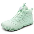 Mint green waterproof winter snow boot featuring a rotary buckle and fur lining - Size 27 / Bean Green