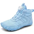 Light blue winter snow boots for kids with rotary buckle closure and plush lining - Size 27 / Sky Blue