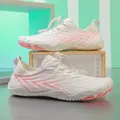 Breathable white wading shoes with pink wave accents and anti-slip rubber soles for women - White Pink