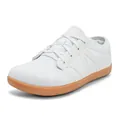Wide toe box barefoot running shoes in white mesh with durable gum rubber sole - EU 36 / White