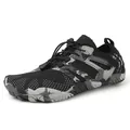 Black and grey camouflage outdoor five-finger shoes with quick-lace drawstring - 35 / Black and Gray
