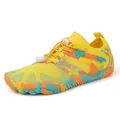 Quick-dry yellow water shoes with breathable mesh and colorful camouflage sole accents - 35 / Yellow & Orange