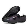 Iridescent purple-green cycling shoes with dual dial closure and carbon fiber sole - 36 / Road Bike Lock Sole / AB Color
