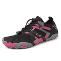Quick-dry five-finger water shoes in black and pink camouflage with non-slip rubber sole - 35 / Black Red