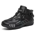 Waterproof black motorcycle riding boots with rotary laces and reflective details - EU 38 / 2006 Black Silver