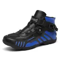 Waterproof motorcycle riding boots with black blue panels and rotary knob closure system - EU 38 / 2006 Black Blue