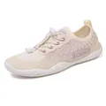 Beige breathable water shoes with purple geometric mesh and quick-lace system - EU 35 / Beige