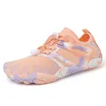 Orange five-finger water shoes with breathable mesh and purple camo rubber soles - 35 / Pink Purple (1035)