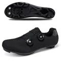 All black professional cycling shoes with dual rotary buckles and breathable mesh upper - 36 / MTB Lock Sole / Black