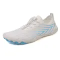 Witte en lichtblauwe blotevoeten waterschoenen met ademend mesh en antislip rubberen zool - 36 / 918 Wit Blauw