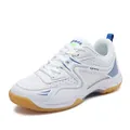 White and blue athletic shoes with breathable mesh and gum rubber soles for tennis court - EU 36 / White Blue