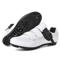 Weiße Profi-Rennradschuhe mit Klettverschluss und mikroverstellbarer Schnalle für Herren - 38 / Rennrad-Sohle / Schwarz und Weiß