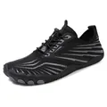 Black and grey five-finger barefoot water shoes with quick-lace system and rubber grip sole - EU 36 / Black and Gray