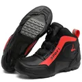 Wasserdichte Motorradstiefel in Schwarz-Rot mit innovativem Drehverschluss für Motorradfahrer - 2007 Schwarz Rot
