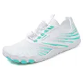 Minimalist five-finger barefoot water shoes in white mesh with mint green accents - EU 36 / White Green