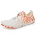 White quick-dry barefoot water shoe with orange scale patterns and non-slip rubber sole - 35 / White Orange