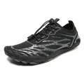 Black quick-dry water shoes with gray wave design and breathable mesh for outdoor sports - EU 36 / Black