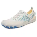 Outdoor white barefoot water shoes with blue fire patterns and non-slip rubber soles - 36 / A320 Style / White